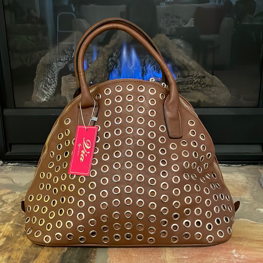 Via by Vieta BRAND NEW WITH TAGS brown handbag with gold details.